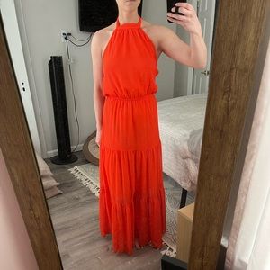 halter tie maxi dress